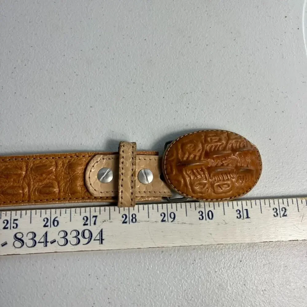 Crocodile Brown Genuine Leather Belt Kids Size 22 Western Style Made In Mexico